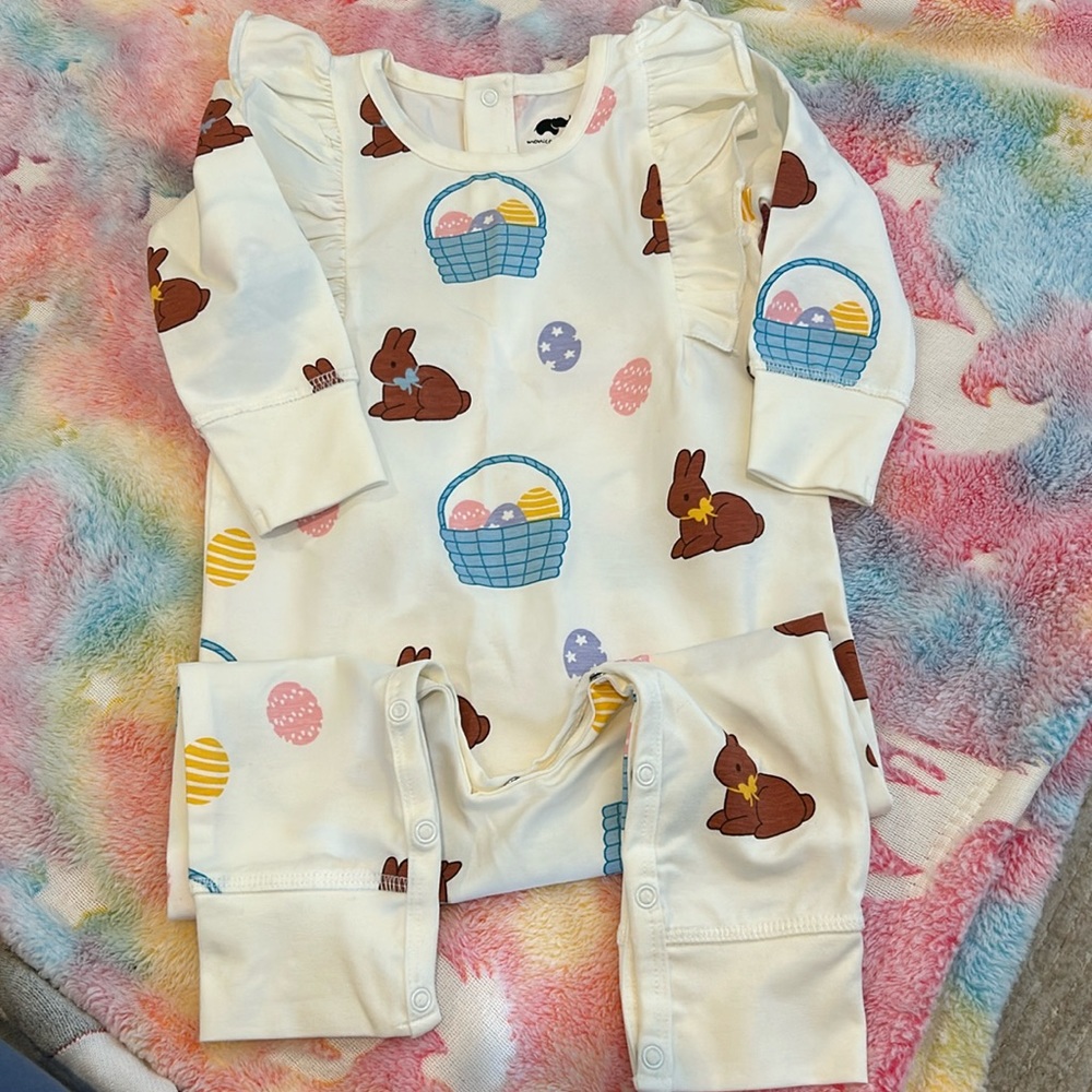 Monica + Andy Bunny Print Bodysuit - White